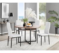 Furnitureboxuk Adley Brown Wood Storage Dining Table & 4 Milan Black Leg Chairs In Off White Off White One Size
