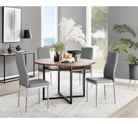 FurnitureboxUK Adley Brown Wood Storage Dining Table & 4 Milan Chrome Leg Chairs in Grey FurnitureboxUK Grey