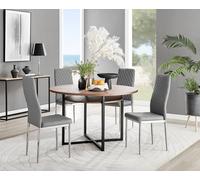 Furnitureboxuk Adley Brown Wood Storage Dining Table & 4 Milan Chrome Leg Chairs In Grey Grey One Size