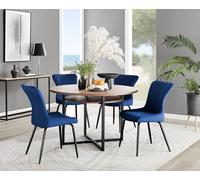 Adley Brown Wood Storage Dining Table & 4 Nora Black Leg Chairs FurnitureboxUK Blue One Size