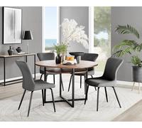 Adley Brown Wood Storage Dining Table & 4 Nora Black Leg Chairs FurnitureboxUK Dark Grey One Size