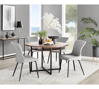 Adley Brown Wood Storage Dining Table & 4 Nora Black Leg Chairs FurnitureboxUK Light Grey One Size