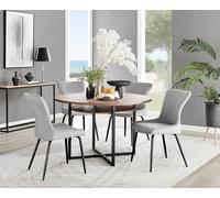Adley Brown Wood Storage Dining Table & 4 Nora Black Leg Chairs FurnitureboxUK Light Grey One Size