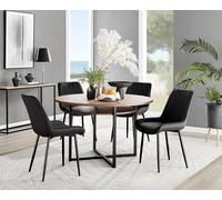 FurnitureboxUK Adley Brown Wood Storage Dining Table & 4 Pesaro Black Leg Chairs FurnitureboxUK Black