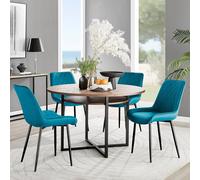 FurnitureboxUK Adley Brown Wood Storage Dining Table & 4 Pesaro Black Leg Chairs in Blue FurnitureboxUK Blue