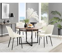 FurnitureboxUK Adley Brown Wood Storage Dining Table & 4 Pesaro Black Leg Chairs in Cream FurnitureboxUK Cream