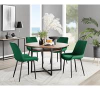 Adley Brown Wood Storage Dining Table & 4 Pesaro Black Leg Chairs FurnitureboxUK Green One Size