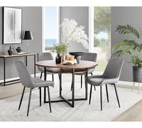 Adley Brown Wood Storage Dining Table and 4 Pesaro Black Leg Chairs - Grey