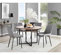 FurnitureboxUK Adley Brown Wood Storage Dining Table & 4 Pesaro Black Leg Chairs in Grey FurnitureboxUK Grey