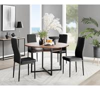 Furnitureboxuk Adley Brown Wood Storage Dining Table & 4 Velvet Milan Black Leg Chairs Black One Size