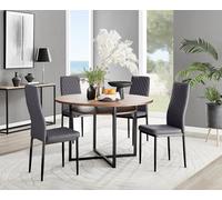 FurnitureboxUK Adley Brown Wood Storage Dining Table & 4 Velvet Milan Black Leg Chairs in Grey FurnitureboxUK Grey