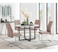 Furniture Box Adley Grey Concrete Effect Storage Dining Table and 4 Cappuccino Lorenzo Chairs