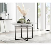 FurnitureboxUK Adley Round 120cm Dining Table With Storage Shelf in Grey FurnitureboxUK Grey