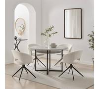 Furnitureboxuk Adley Round Grey Concrete Effect Dining Table 4 Anika Swivel Chairs Grey