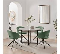 Furnitureboxuk Adley Round Grey Concrete Effect Dining Table 4 Anika Swivel Chairs In Green Green