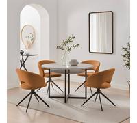 Furnitureboxuk Adley Round Grey Concrete Effect Dining Table 4 Anika Swivel Chairs In Terracotta Terracotta