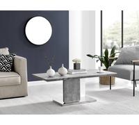 Alba Stone Effect White Gloss & Chrome Coffee Table - Minimalist Modern Design - Grey White & Silver Metal Coffee Table FurnitureboxUK Grey One Size