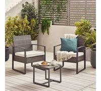 FurnitureboxUK Algarve 2 Seater Rattan Bistro Set with Table in Grey FurnitureboxUK Grey