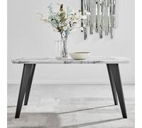 FurnitureboxUK Andria White Marble Effect Rectangular 6-Seater Dining Table in Black FurnitureboxUK Black