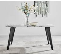 Furnitureboxuk Andria White Marble Effect Rectangular 6-Seater Dining Table In Black Black One Size