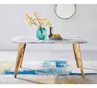 FurnitureboxUK Andria White Marble Effect Rectangular 6-Seater Dining Table in Gold FurnitureboxUK Gold