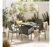 Furniturebox Uk Antigua Grey Rattan 4 Seat Round Table Garden Dining Set