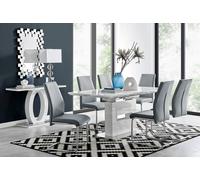 Furniturebox Uk Arezzo Large Extending Dining Table And 6 Grey Lorenzo Chairs