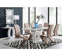 Furniturebox Uk Arezzo Large Extending Dining Table And 6 Cappuccino Willow Chairs