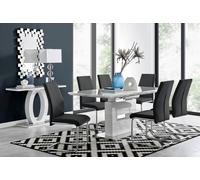Furniturebox Uk Arezzo Large Extending Dining Table And 6 Black Lorenzo Chairs