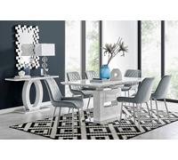 Furniturebox Uk Arezzo Large Extending Dining Table And 6 Grey Pesaro Silver Leg Chairs