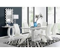 Furniturebox Uk Arezzo Large Extending Dining Table And 6 White Willow Chairs