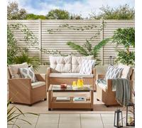 FurnitureboxUK Outdoor Garden Furniture - Arizona PE Rattan 4 Seat Outdoor Garden Sofa Set in Beige FurnitureboxUK Beige