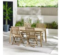 Furnitureboxuk Wood Outdoor Dining Table And Chairs - Asa Rectangular Wooden Garden Table & 4 Hamburg Folding Garden Chairs