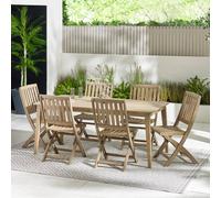 FurnitureboxUK Asa Solid Wood Dining Set with 6 Folding Chairs in Light Brown FurnitureboxUK Light Brown
