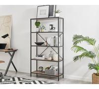 Furnitureboxuk Ashton Industrial Black Metal Box Shelf Unit With 5 Scratch Resistant Melamine Coated Shelves Supporting 10Kg Each In Brown Brown One Size
