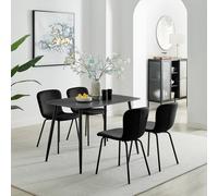 FurnitureboxUK Asti Grey Marble Ceramic Top Dining Table & 4 Black Asti Chairs | Size: 4 Person FurnitureboxUK Black 4 Person