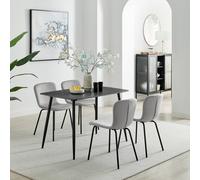 Furnitureboxuk Asti Grey Marble Ceramic Top Dining Table & 4 Black Asti Chairs Grey 4 Person