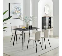 FurnitureboxUK Asti Grey Marble Ceramic Top Dining Table & 4 Black Asti Chairs in Cream | Size: 4 Person FurnitureboxUK Cream 4 Person