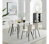 Furnitureboxuk Asti White Marble Ceramic Top Dining Table & 4 Cream Asti Chairs Cream 4 Person