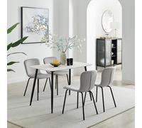 Furnitureboxuk Asti White Marble Ceramic Top Dining Table & 4 Cream Asti Chairs In Grey Grey 4 Person