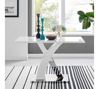 FurnitureboxUK Atlanta 120cm Chrome Metal & White High Gloss 4-Seater Dining Table FurnitureboxUK White