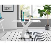 Atlanta 120cm Chrome Metal And White High Gloss 4-Seater Dining Table FurnitureboxUK White One Size