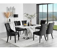 FurnitureboxUK Atlanta 6 White Dining Table & 6 Belgravia Black Leg Chairs FurnitureboxUK Black