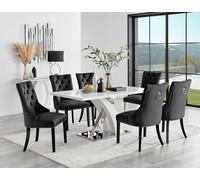 Furnitureboxuk Atlanta 6 White Dining Table And 6 Belgravia Black Leg Chairs Black One Size