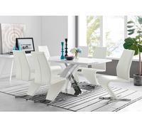 Atlanta Modern High Gloss White Dining Table And 6 Willow Chairs Set - White