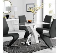Furniturebox Uk Atlanta White High Gloss And Chrome Metal Rectangle Dining Table And 4 Black Willow Dining Chairs Set