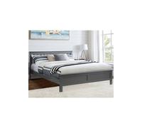 FurnitureboxUK Azure Grey Wooden Solid Pine Quality Double Bed Frame (Double Bed Frame Only) Modern Simple Design FurnitureboxUK Grey Double