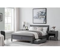 FurnitureboxUK Azure Modern Grey Solid Pine King Bed + Windsor Mattress + 4 Drawers | Size: Double FurnitureboxUK Grey Double