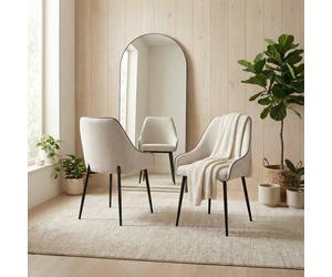 Furnitureboxuk Beaumont 2X Fabric Black Leg Dining Chair In Cream Cream