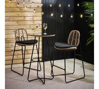 FurnitureboxUK Belize Rattan Outdoor Bar Set with Cushions in Black FurnitureboxUK Black
